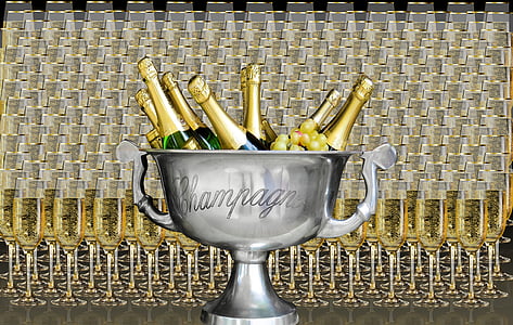 gray Champagne cup with champagne bottles thumbnail
