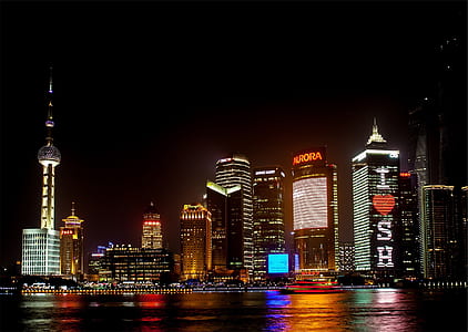 photo of city lights reflecting on body of water during nighttime thumbnail