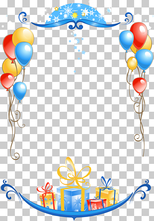 Happy New Year 2018 Happy New Year, 2018 Birthday frame , Birthday Frames, balloon and presents photo frame illustration PNG clipart