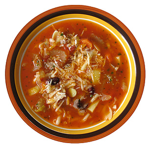 vegetable soup on ceramic bowl thumbnail