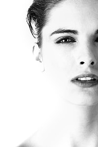 grayscale portrait photography of woman thumbnail
