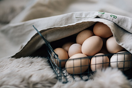 Wire mesh basket with fresh farm eggs thumbnail