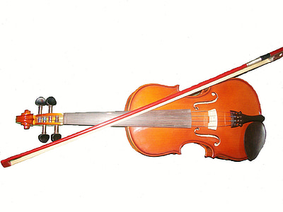 violin with bow against white background thumbnail