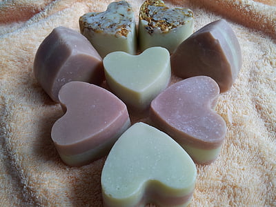 eight heart bath soaps on brown textile thumbnail