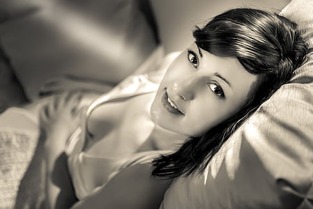 grayscale photo of woman wearing dress thumbnail