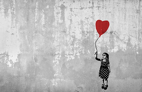 girl holding heart balloon painting thumbnail