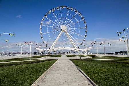 ferris wheel under blue sky thumbnail