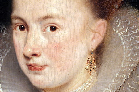 woman wearing gold-colored earring painting thumbnail
