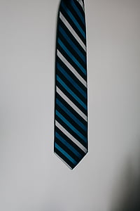 blue, black, and white striped necktie thumbnail