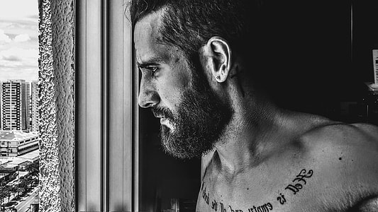 grayscale photography of man thumbnail