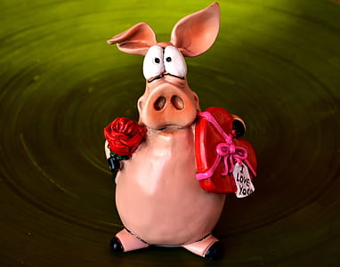 closeup photo of pink ceramic pig figurine thumbnail