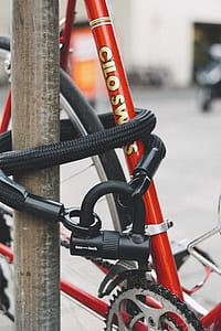 Red Bicycle With Black Lex-lock Cable thumbnail