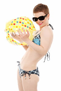 woman holding inflatable ball thumbnail
