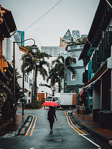woman holding red umbrella thumbnail
