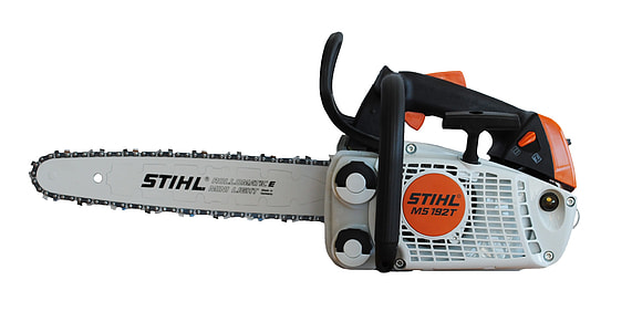 white and orange Stihl chainsaw thumbnail