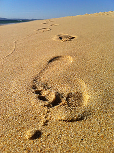 close-up photo of footprint on sand thumbnail