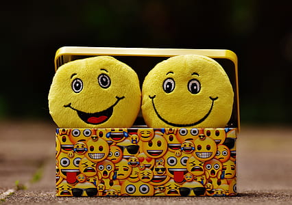 two emoji plush toys on emoji print case thumbnail
