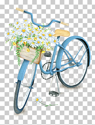LDS General Conference (April 2017) The Church of Jesus Christ of Latter-day Saints Love Illustration, Exquisite beautiful flower baskets Bicycle, blue bicycle and white flowers PNG clipart