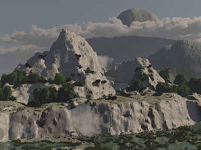 gray mountain and trees thumbnail