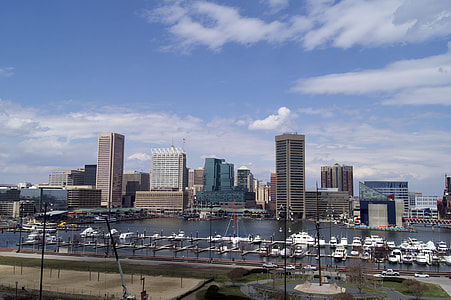 in distant photo of yachts on harbor thumbnail