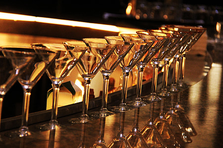 clear martini glasses on table top thumbnail