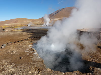 ground releasing smoke under blue sky thumbnail