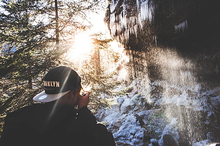 man taking photo of trees thumbnail