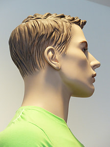 man mannequin wearing green crew neck shirt thumbnail