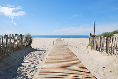 footbridge leading to seashore thumbnail