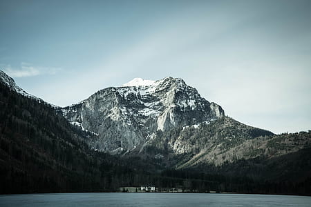 worm's-eye view of snow covered mountain thumbnail