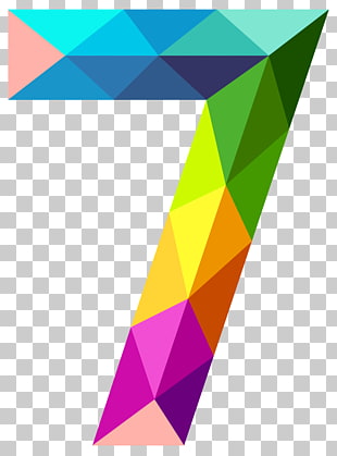 Icon , Colourful Triangles Number Seven , multicolored geometric 7 PNG clipart