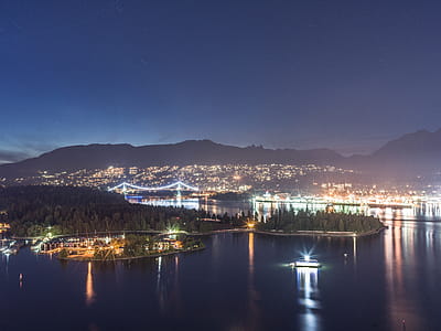 View of City Buildings during Night thumbnail