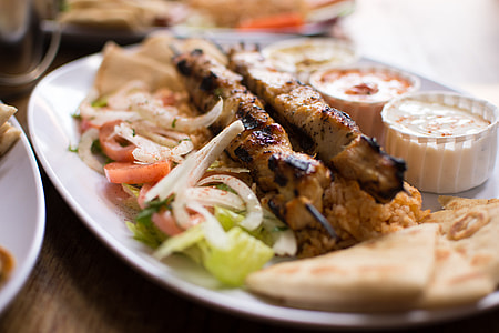 Barbeque with vegetable garnish thumbnail