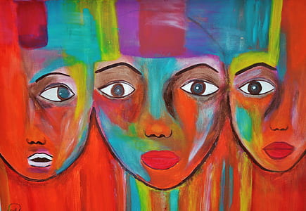red and blue portrait abstract painting thumbnail