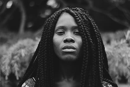 Grayscale Photo of Braided Hair Woman thumbnail