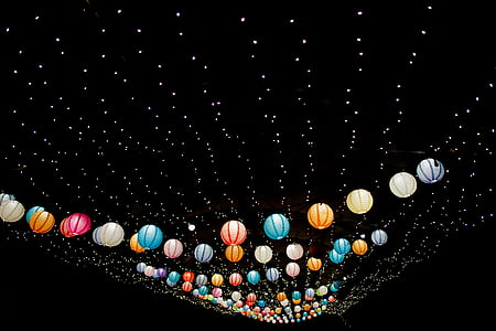 assorted-color lighted lanterns thumbnail