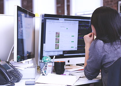 person, woman, apple, office thumbnail