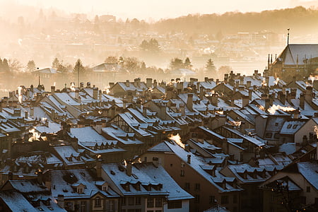 urban area covered in fog thumbnail