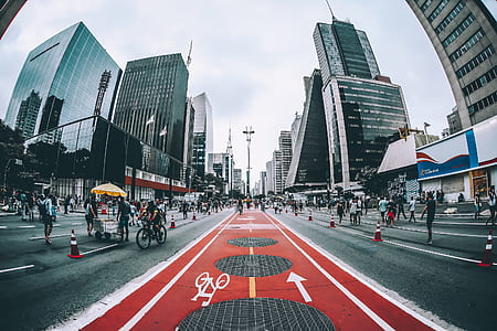 fisheye photography of urban street of the city thumbnail
