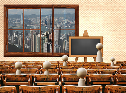 wooden chairs with blackboard illustration thumbnail