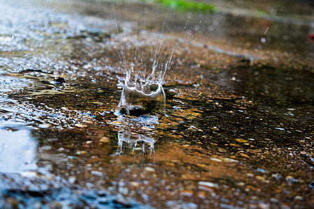 water droplet on puddle during day thumbnail