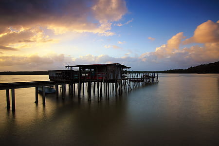 jetty, dawn, landscape, sunset thumbnail
