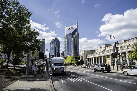 Downtown Nashville with towers under the sky thumbnail