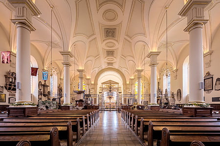 interior of a empty white church thumbnail