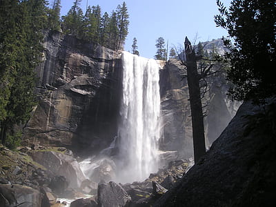 waterfalls near trees during daytime thumbnail
