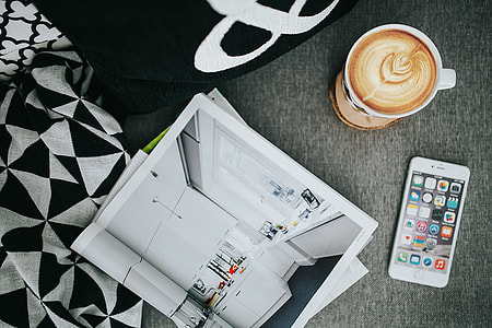 Resting with magazines and cup of coffee thumbnail