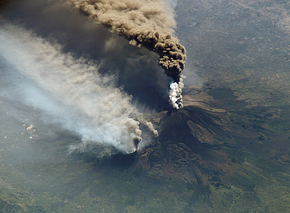 bird's eye photography of erupting volcano thumbnail