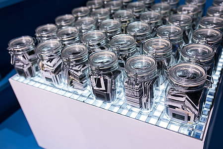 Collection of glass jars with miscellaneous items thumbnail