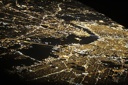 aerial photo of city at night thumbnail