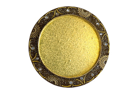 round gold and brown wall decor thumbnail